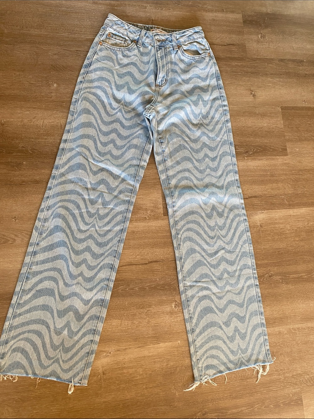Garage Light Blue Wavy Wide-Leg Jeans